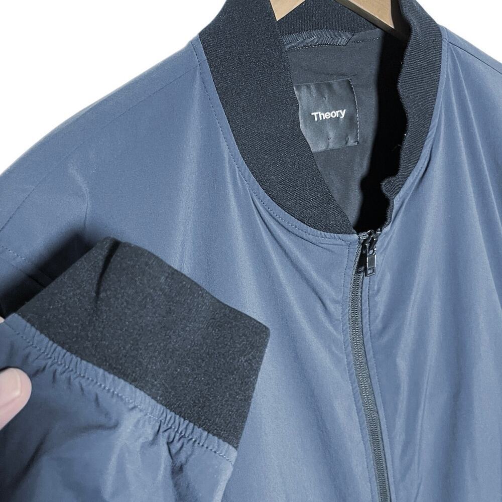 THEORY Men’s Brenton Navy Blue and Black Two Way Zip Bomber Jacket - Picture 4 of 7